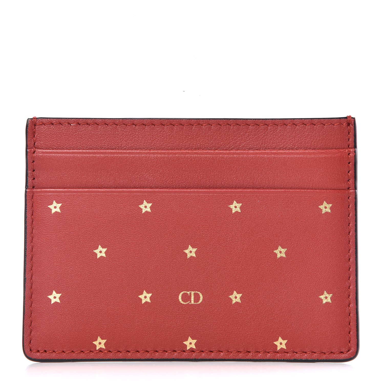 Christian Dior Calfskin Stars Voyageur Card Holder Rouge 1 of 8