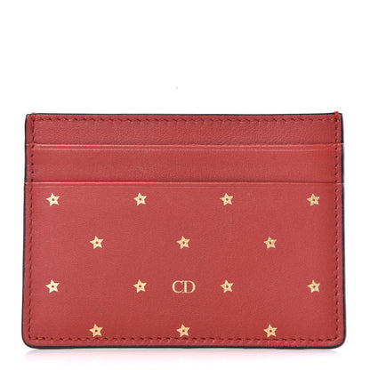 Christian Dior Calfskin Stars Voyageur Card Holder Rouge 1 of 8