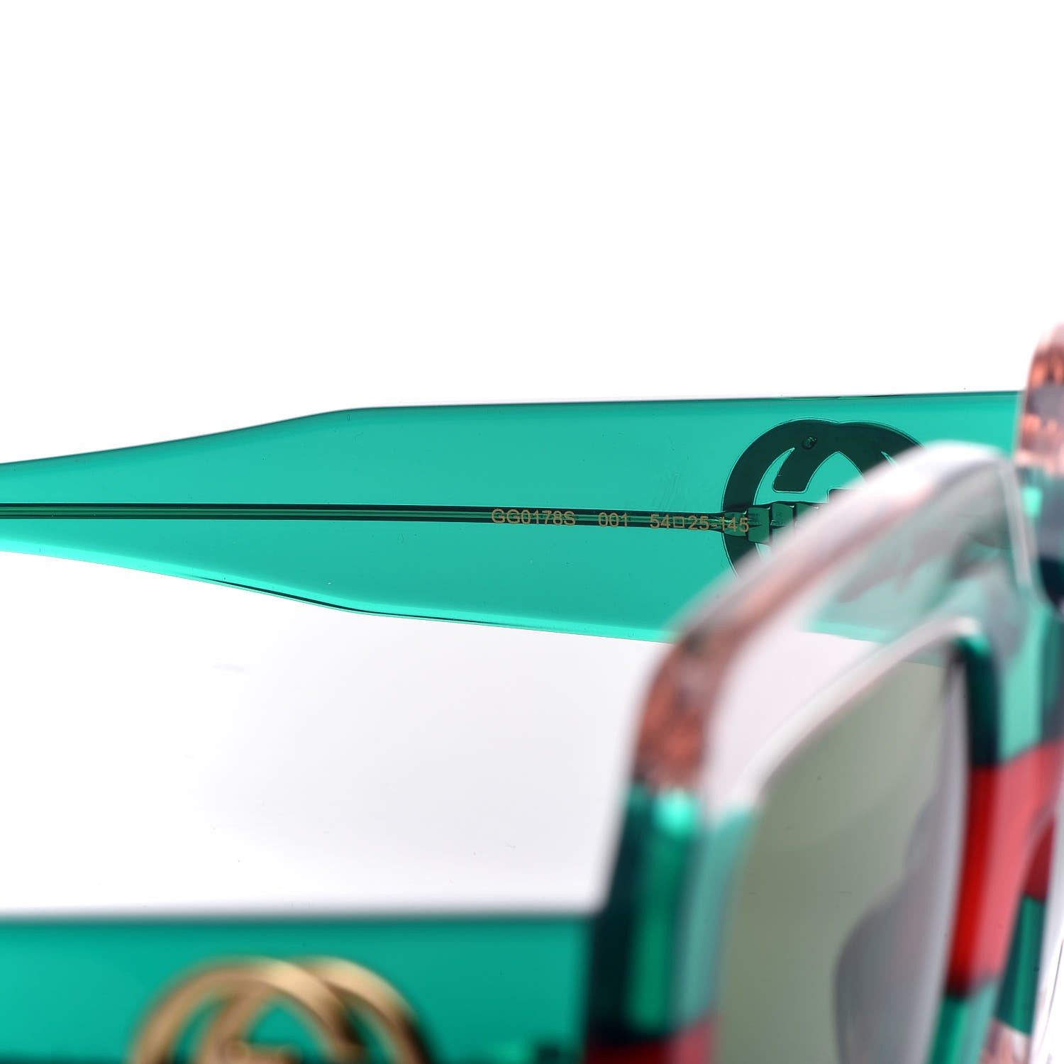 Gucci Square Web Frame GG0178S Sunglasses Green Red 5 of 7
