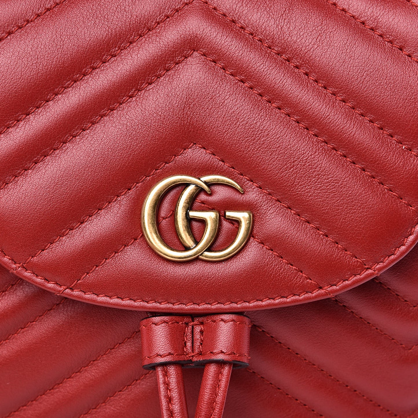 Calfskin Matelasse GG Marmont Flap Backpack Hibiscus Red
