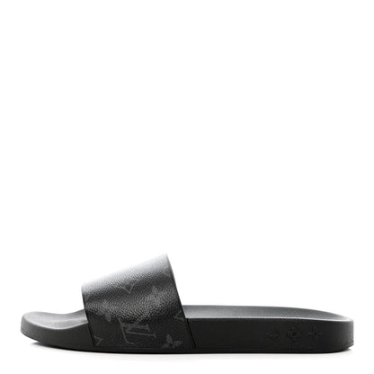 Louis Vuitton Rubber Monogram Eclipse Mens Waterfront Mules 8 Black 1 of 9
