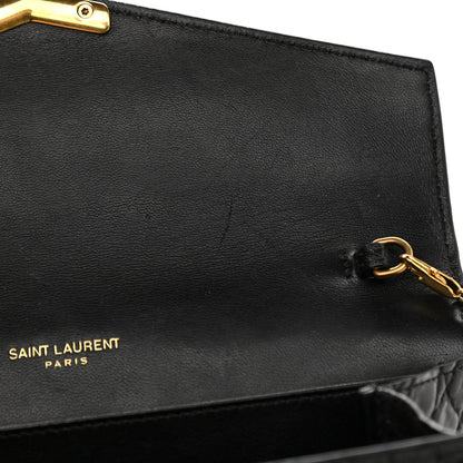 Saint Laurent Calfskin Crocodile Embossed Monogram Cassandra Chain Wallet Black 13 of 14