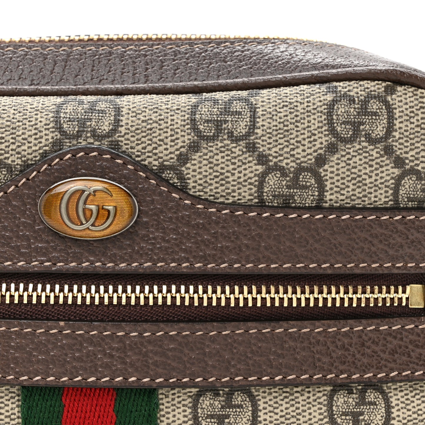GG Supreme Monogram Web Mini Ophidia Shoulder Bag Brown