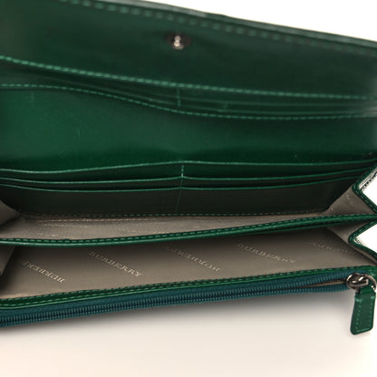 Burberry Patent Nova Check Wallet Green 5 of 9