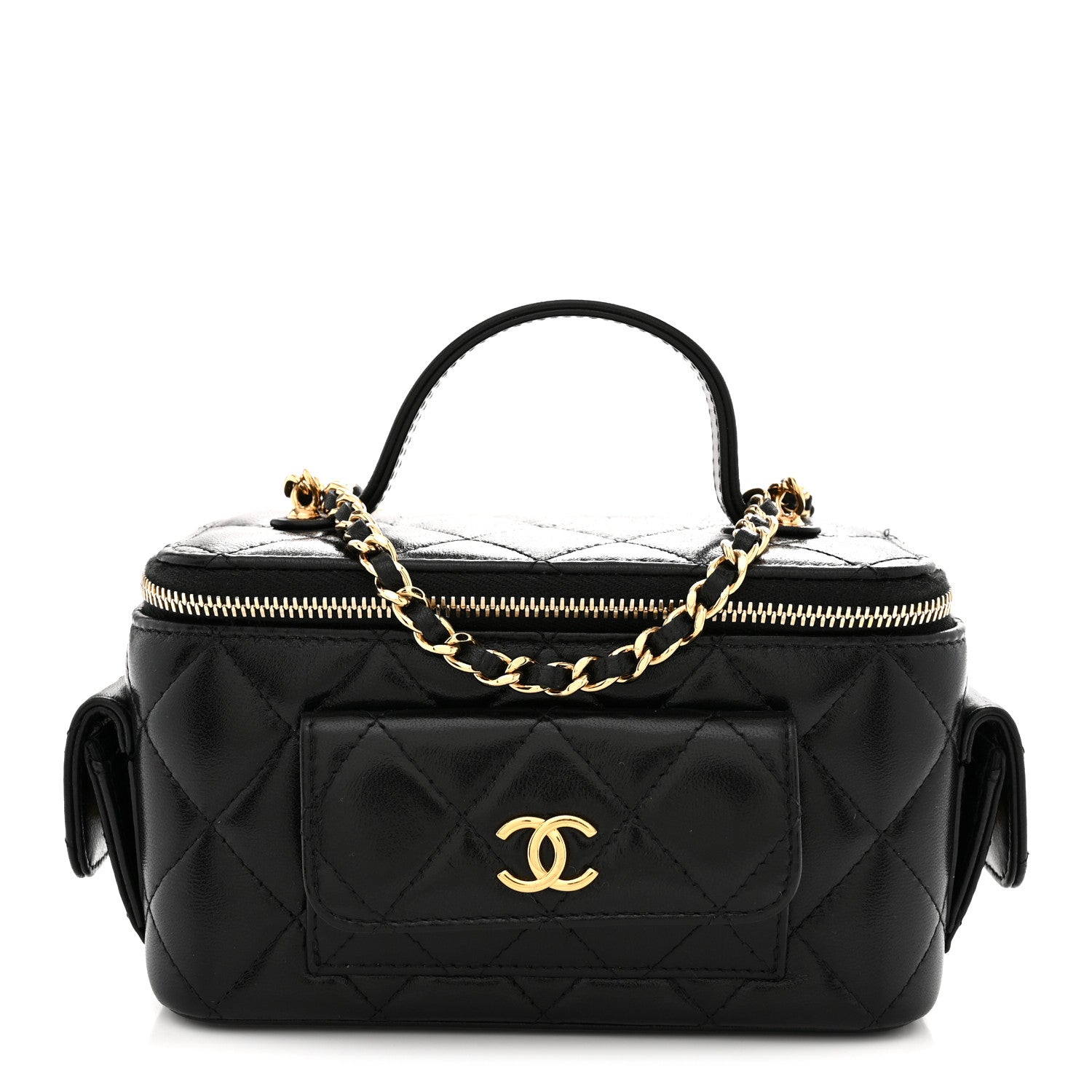Chanel Lambskin Quilted Polly Pocket East West Top Vanity With Chain Black 1 of 10