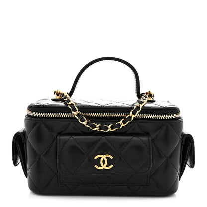 Chanel Lambskin Quilted Polly Pocket East West Top Vanity With Chain Black 1 of 10