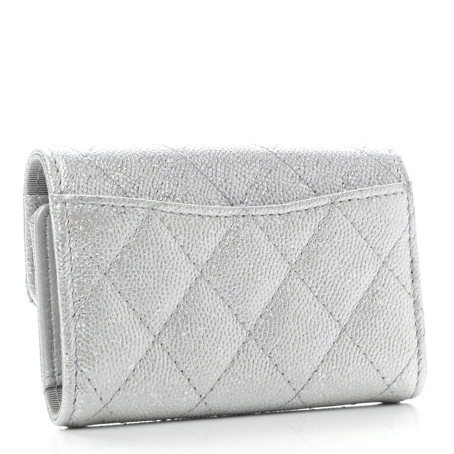 Chanel Metallic Caviar Quilted Classic 4 Key Holder Wallet Silver 3 of 10