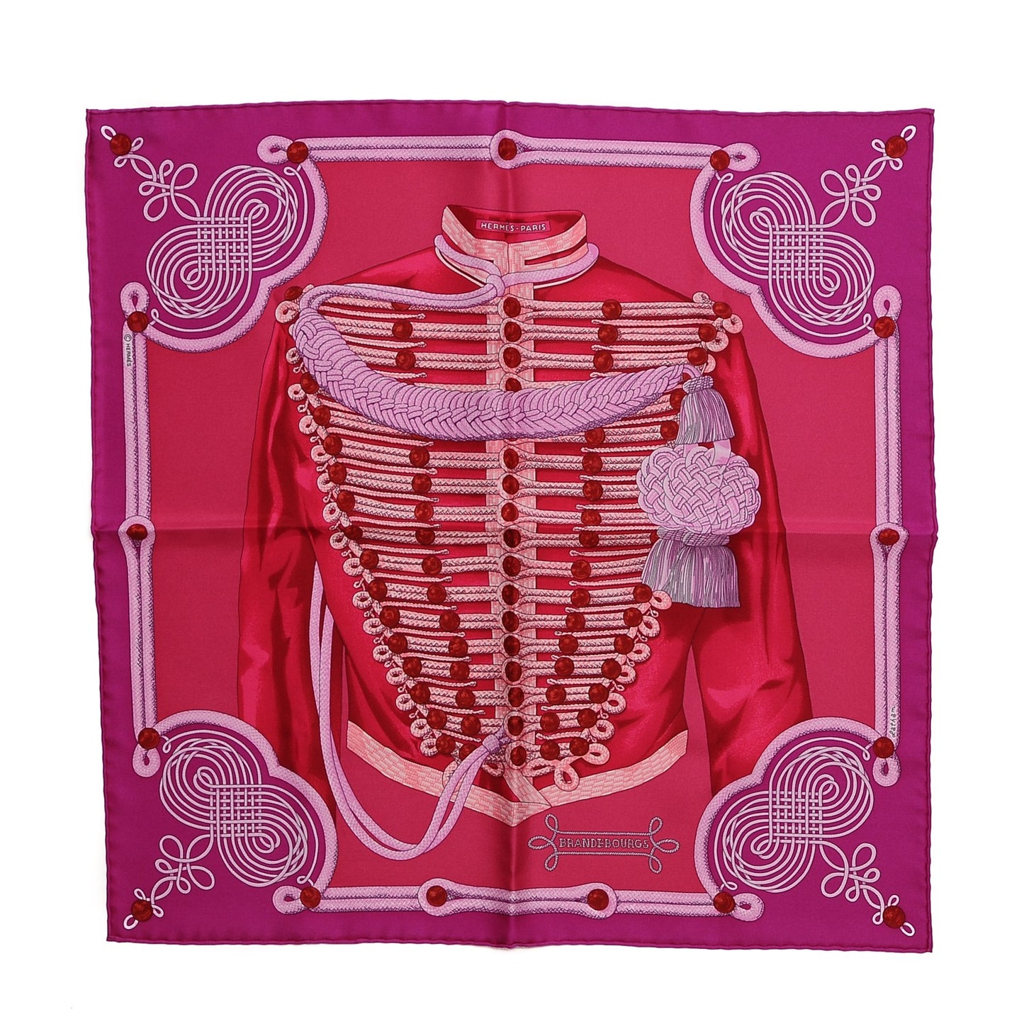 Silk Brandebourgs Pocket Square Scarf Rose Fuchsia Mauve