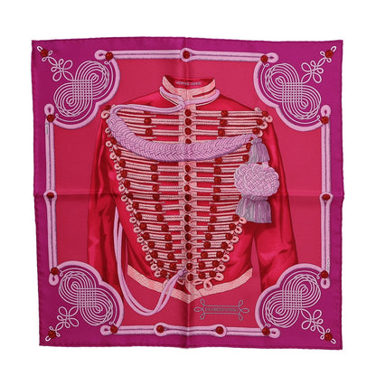 Hermes Silk Brandebourgs Pocket Square Scarf Rose Fuchsia Mauve 1 of 7