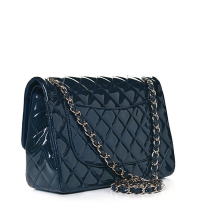 Chanel Patent Quilted Jumbo Double Flap Navy 3 of 12
