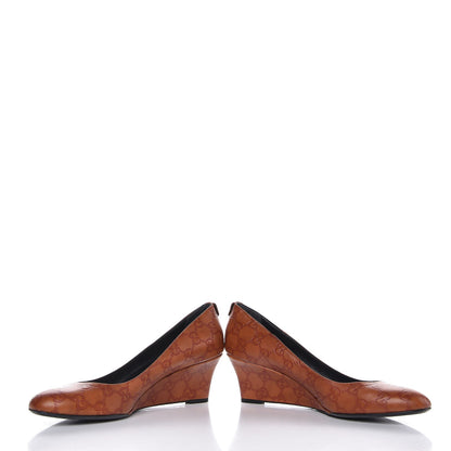 Gucci Guccissima Wedge Pumps 39 Brown 6 of 10