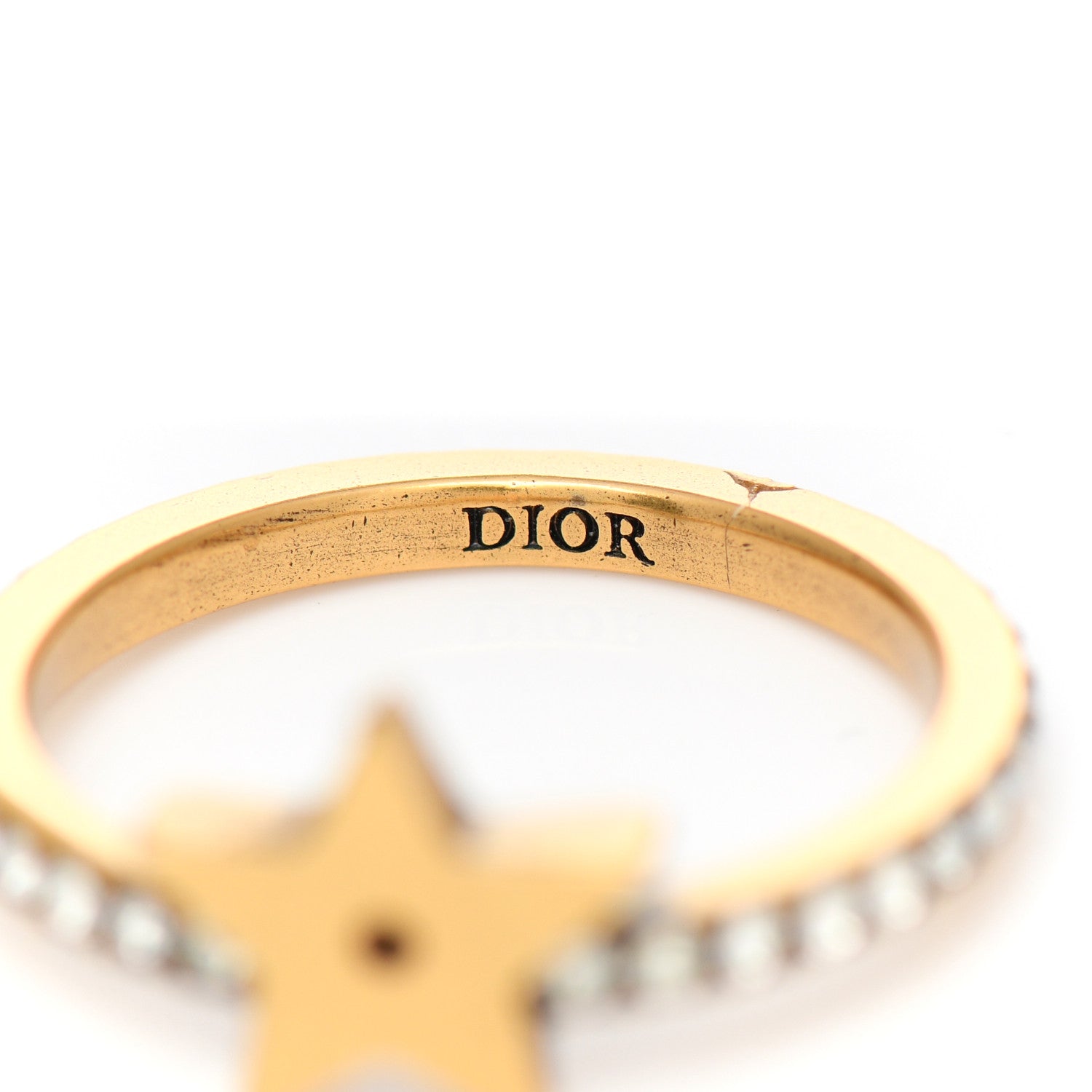 Christian Dior Metal Crystal Star Ring Gold 5 of 7
