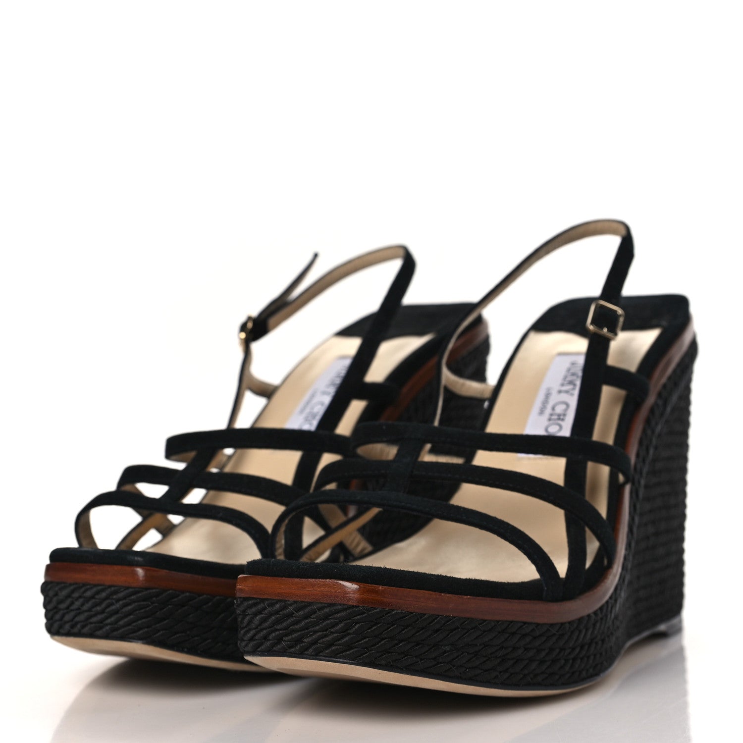 Jimmy Choo Suede Ariela 110 Wedge Sandals 41 Black 2 of 8