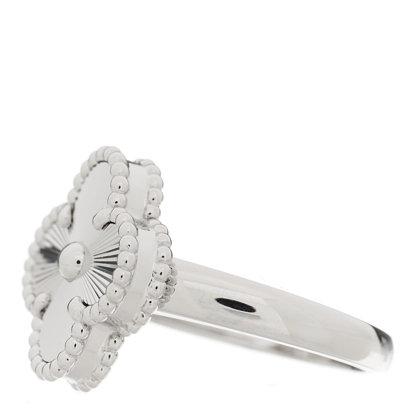 18K White Gold Guilloche Vintage Alhambra Ring 49 5