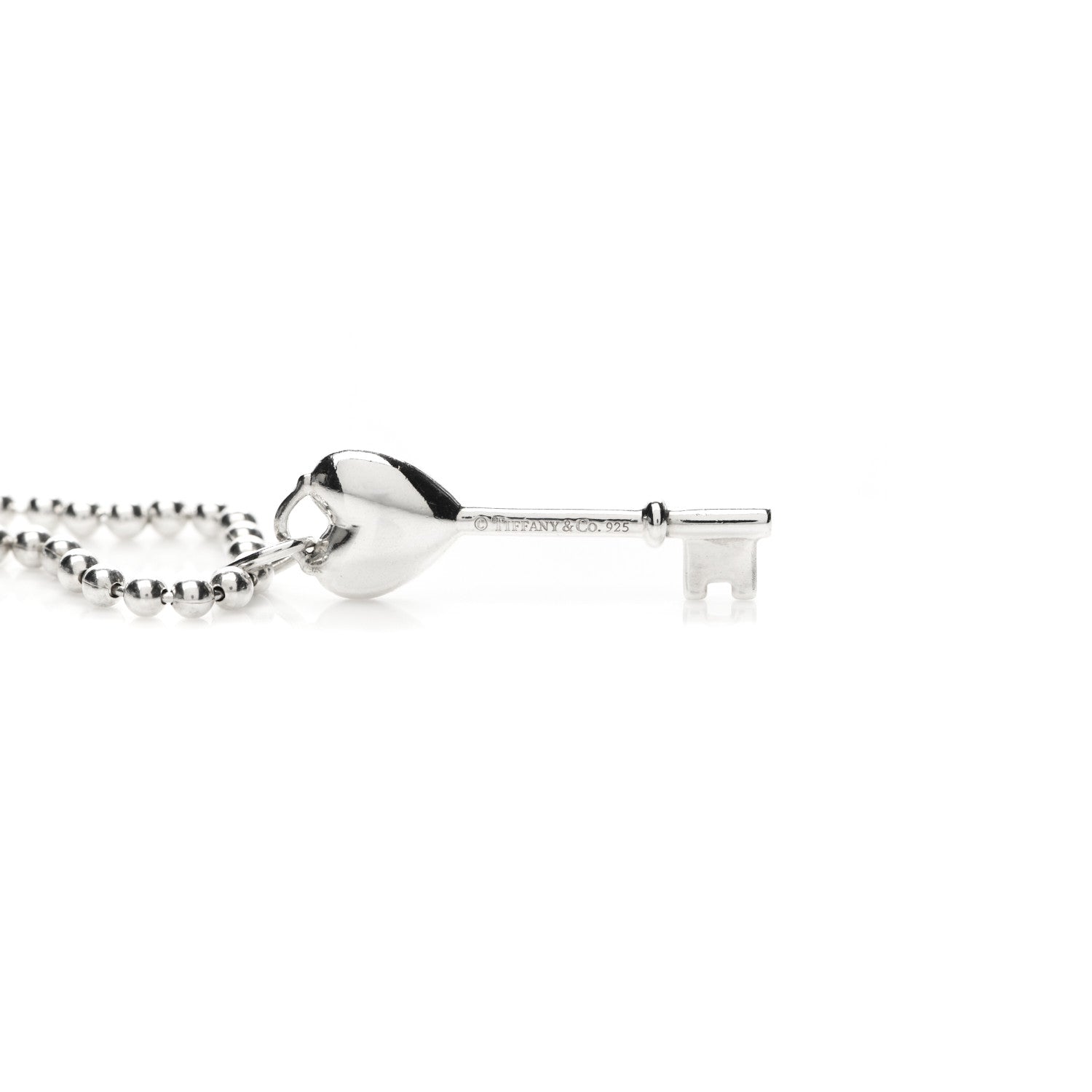 Tiffany Sterling Silver Diamond Heart Key Pendant Necklace 3 of 3