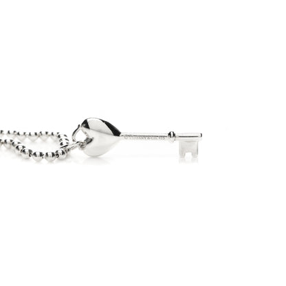 Tiffany Sterling Silver Diamond Heart Key Pendant Necklace 3 of 3