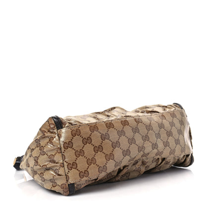 Gucci Crystal Monogram D Ring Gold Hobo Brown 4 of 11