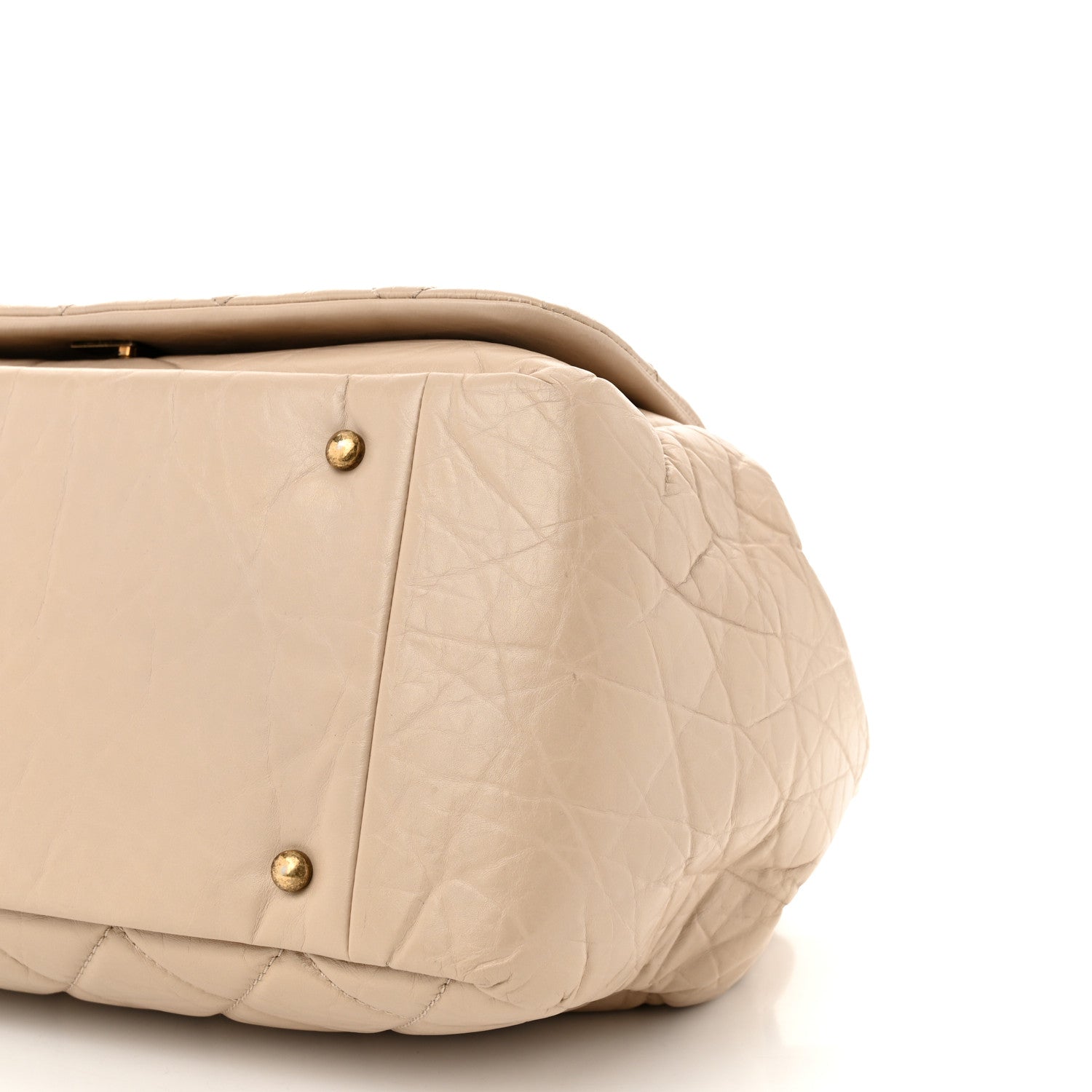 Chanel Aged Calfskin Quilted Large Pondichery Flap Beige 10 of 10