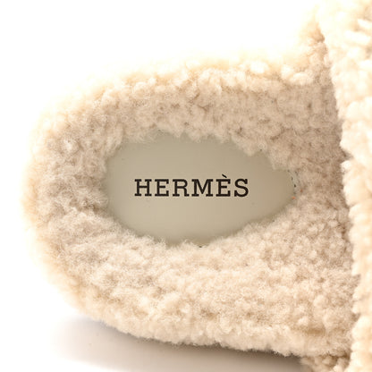 Hermes Woolskin Womens Chypre Sandals 40.5 Ecru 7 of 8