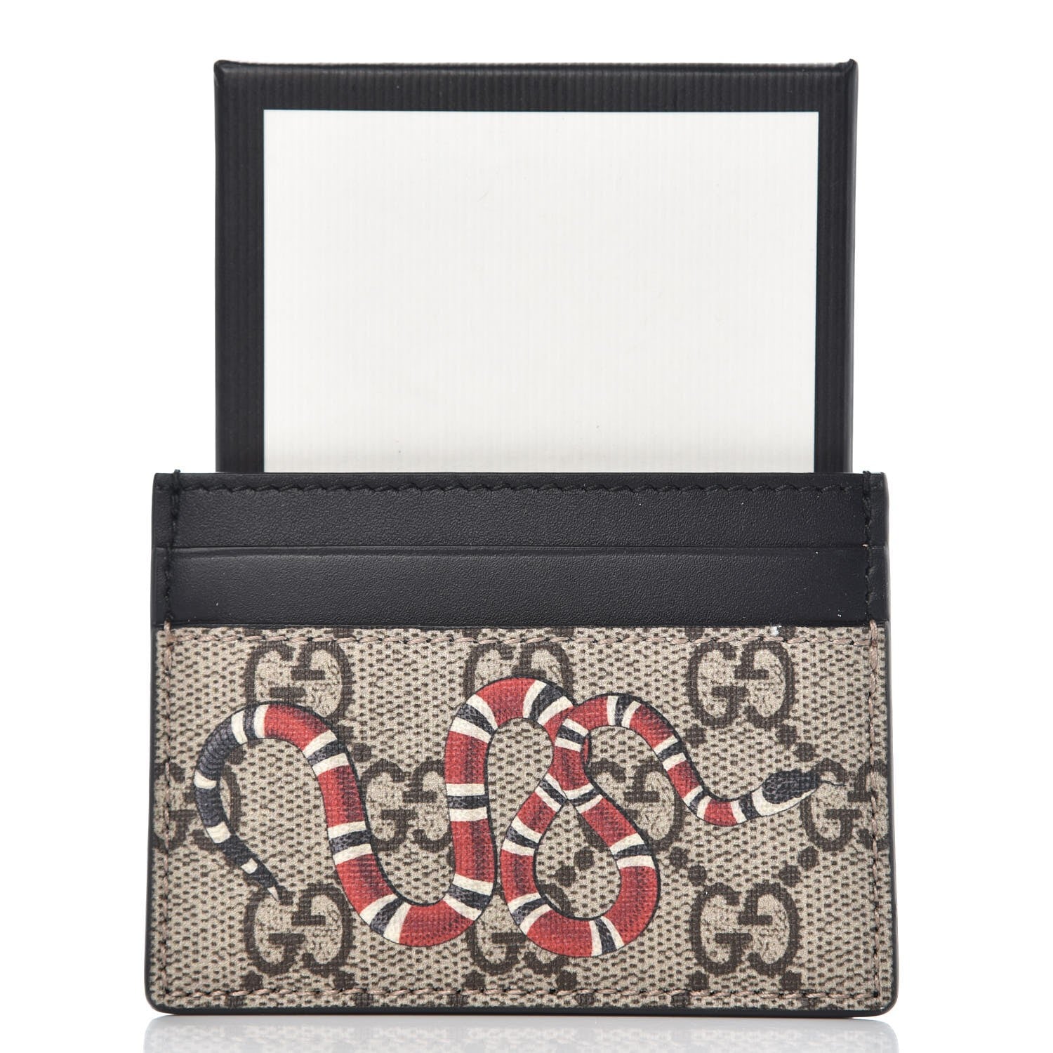 Gucci GG Supreme Monogram Kingsnake Card Holder Beige Black 7 of 7