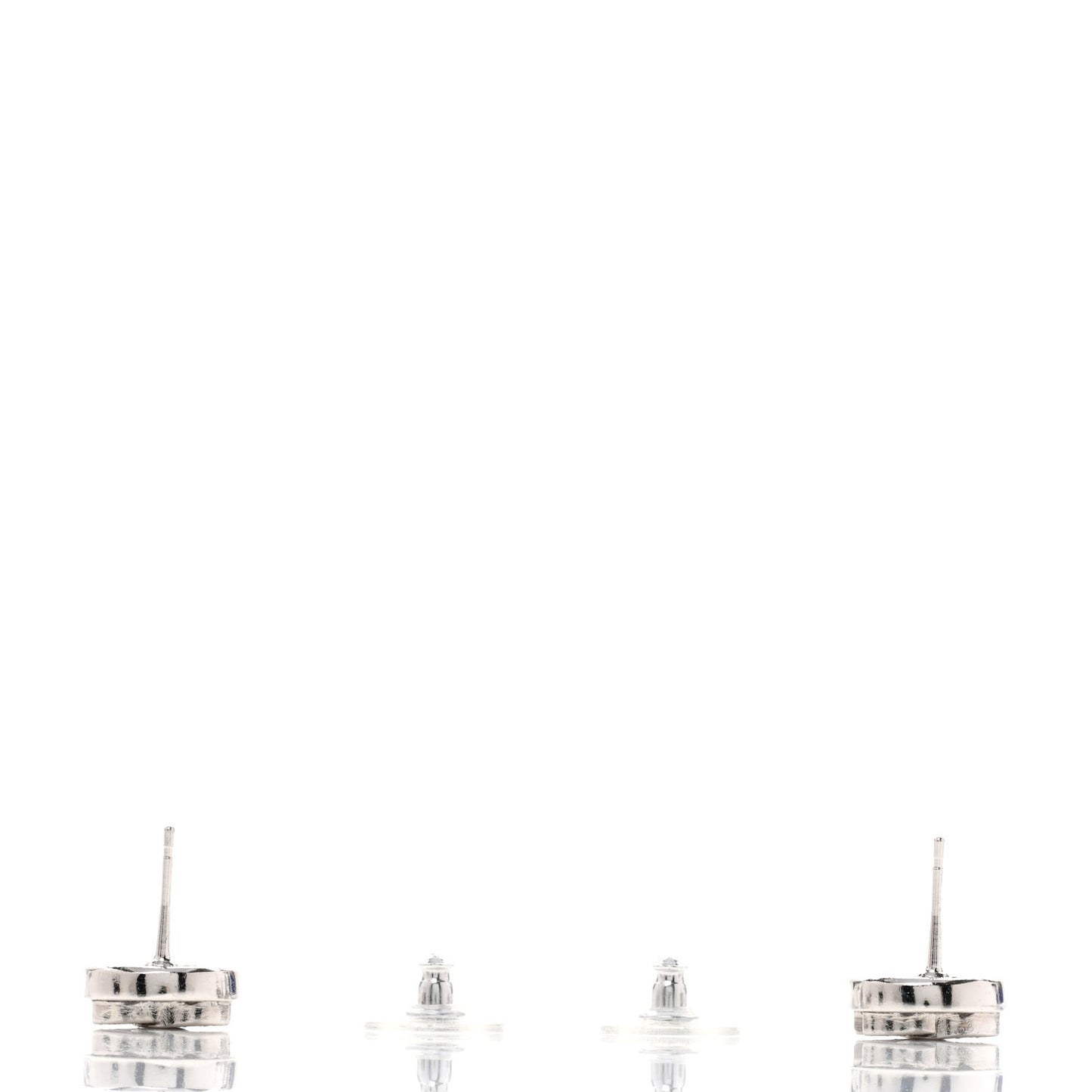 Crystal CC Round Earrings Silver
