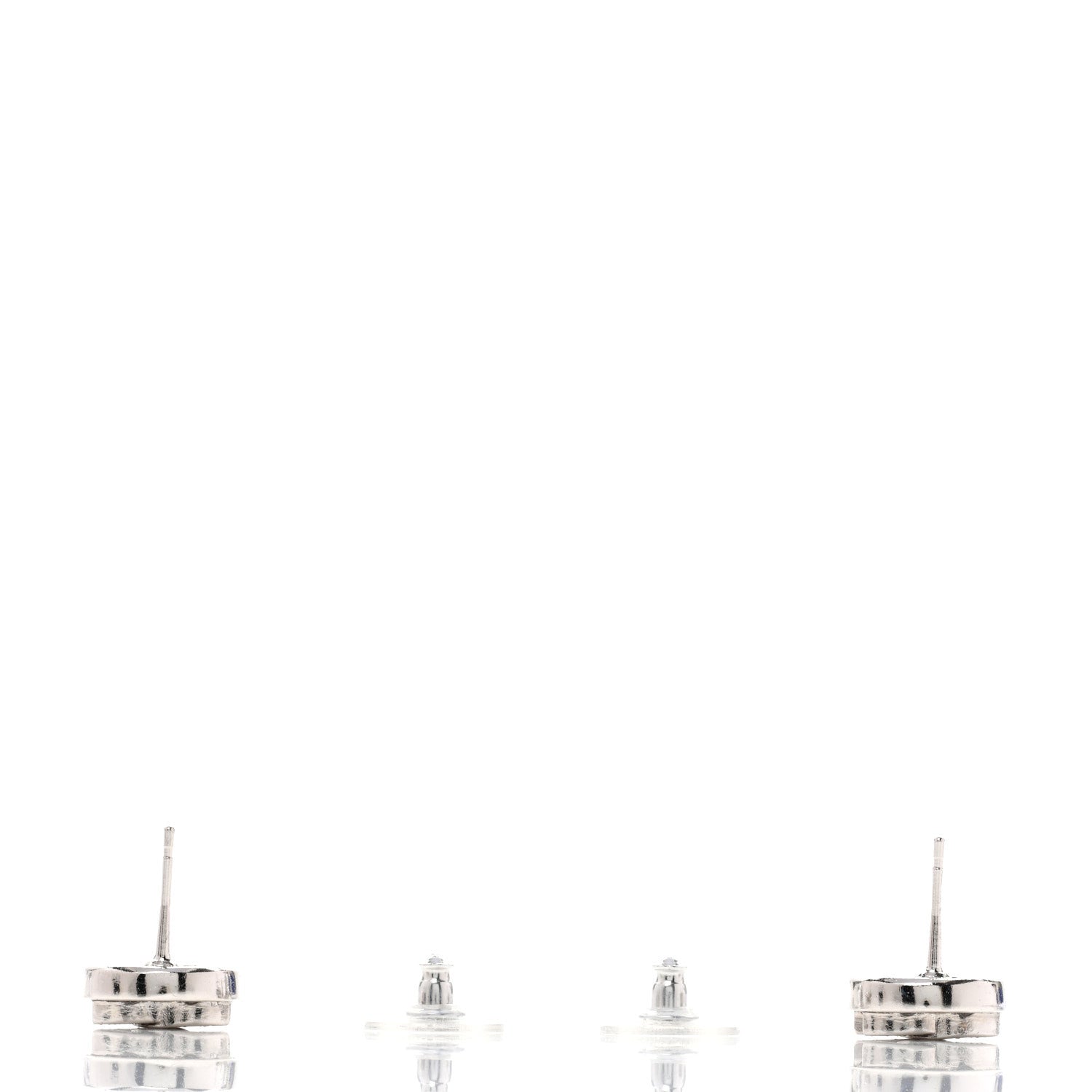 Chanel Crystal CC Round Earrings Silver 3 of 5