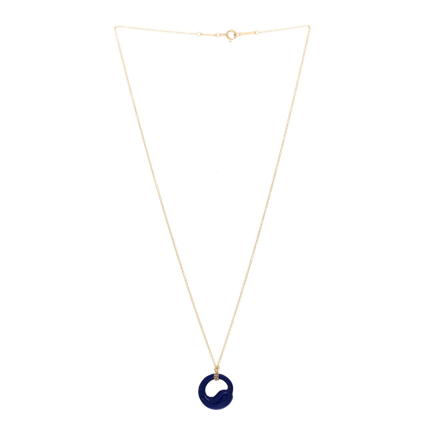 18K Yellow Gold Lapis Lazuli Elsa Peretti Eternal Circle Pendant Necklace