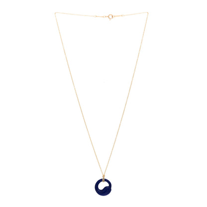 Tiffany 18K Yellow Gold Lapis Lazuli Elsa Peretti Eternal Circle Pendant Necklace 3 of 5