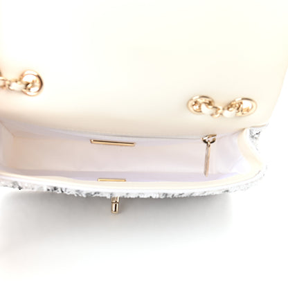 Chanel Sequin Logo Mini Rectangular Flap White Black 5 of 9
