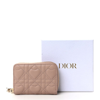 Christian Dior Lambskin Cannage Dioramour Small Lady Dior Voyageur Coin Purse Wallet Pink 7 of 7