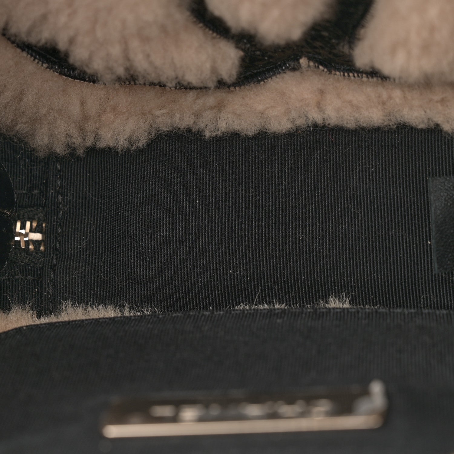 Chanel Shiny Crumpled Sheepskin Shearling Waist Bag Black Beige 5 of 12