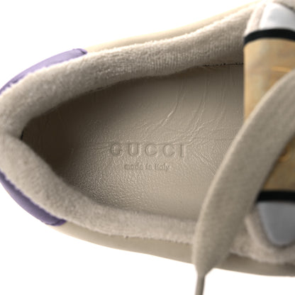 Gucci Calfskin Lame GG Monogram Web Womens Screener Sneakers 39.5 Blue Silver Dusty Milk Shine Purple 9 of 11