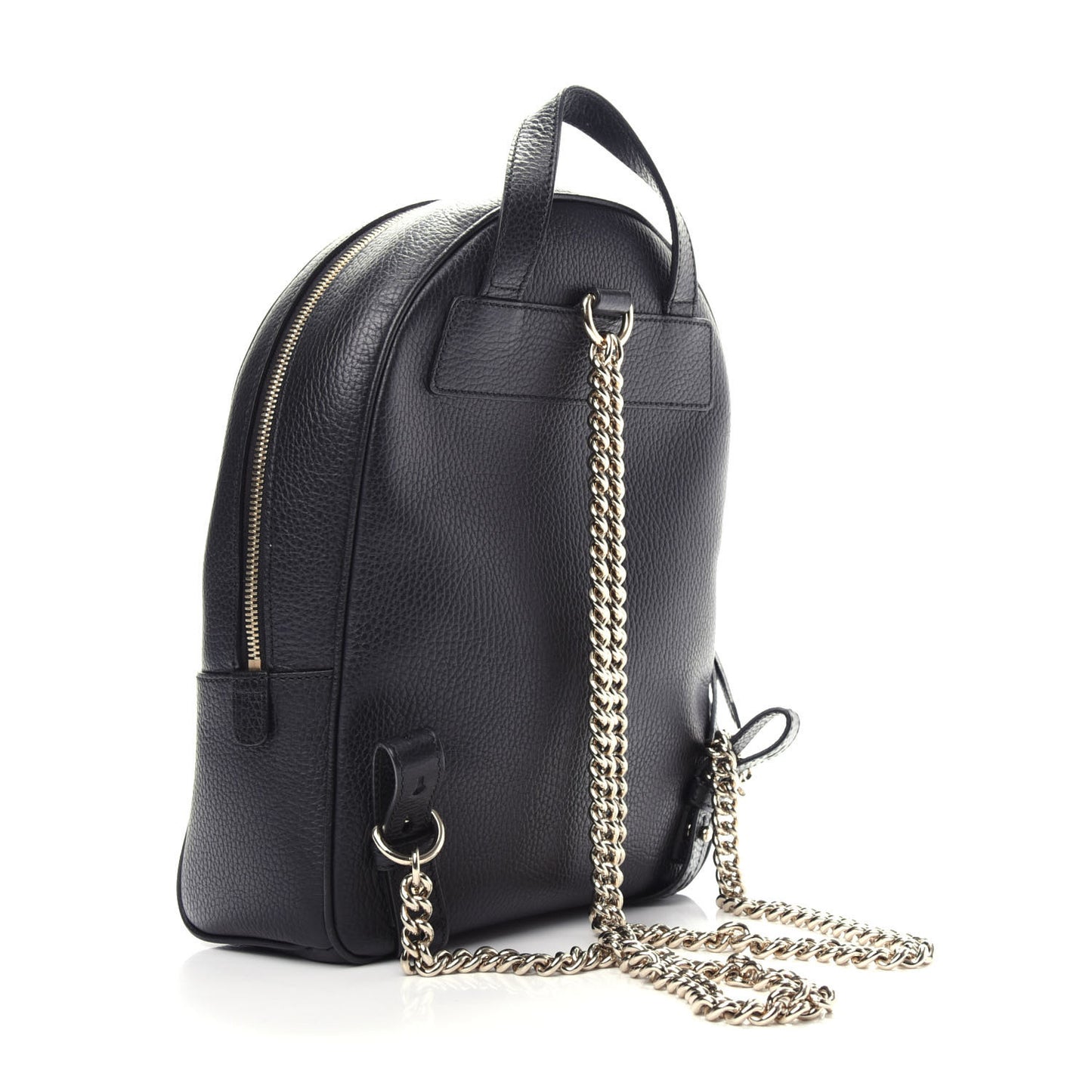 Pebbled Calfskin Soho Chain Backpack Black