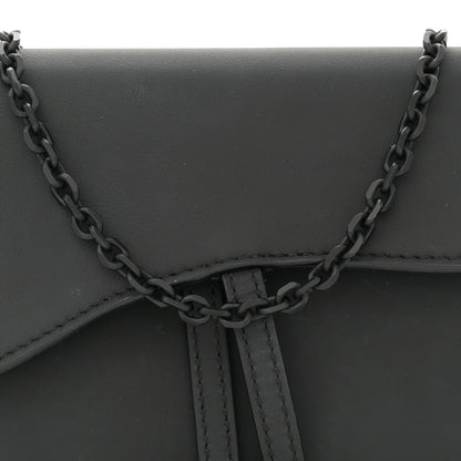 Christian Dior Ultra Matte Calfskin Saddle Chain Wallet Pouch Black 8 of 14