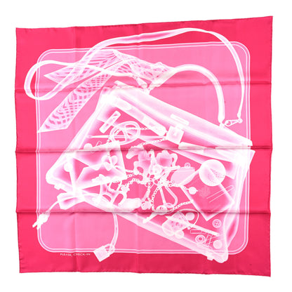 Hermes Silk Please Check In Scarf 90 Rose Vif Rose Bonbon 2 of 6