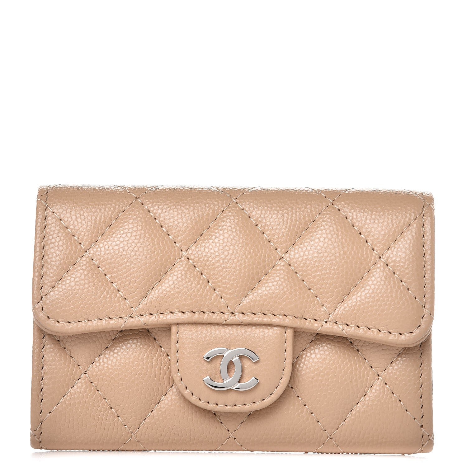 Chanel Caviar Quilted Card Holder Wallet Beige 1 of 9