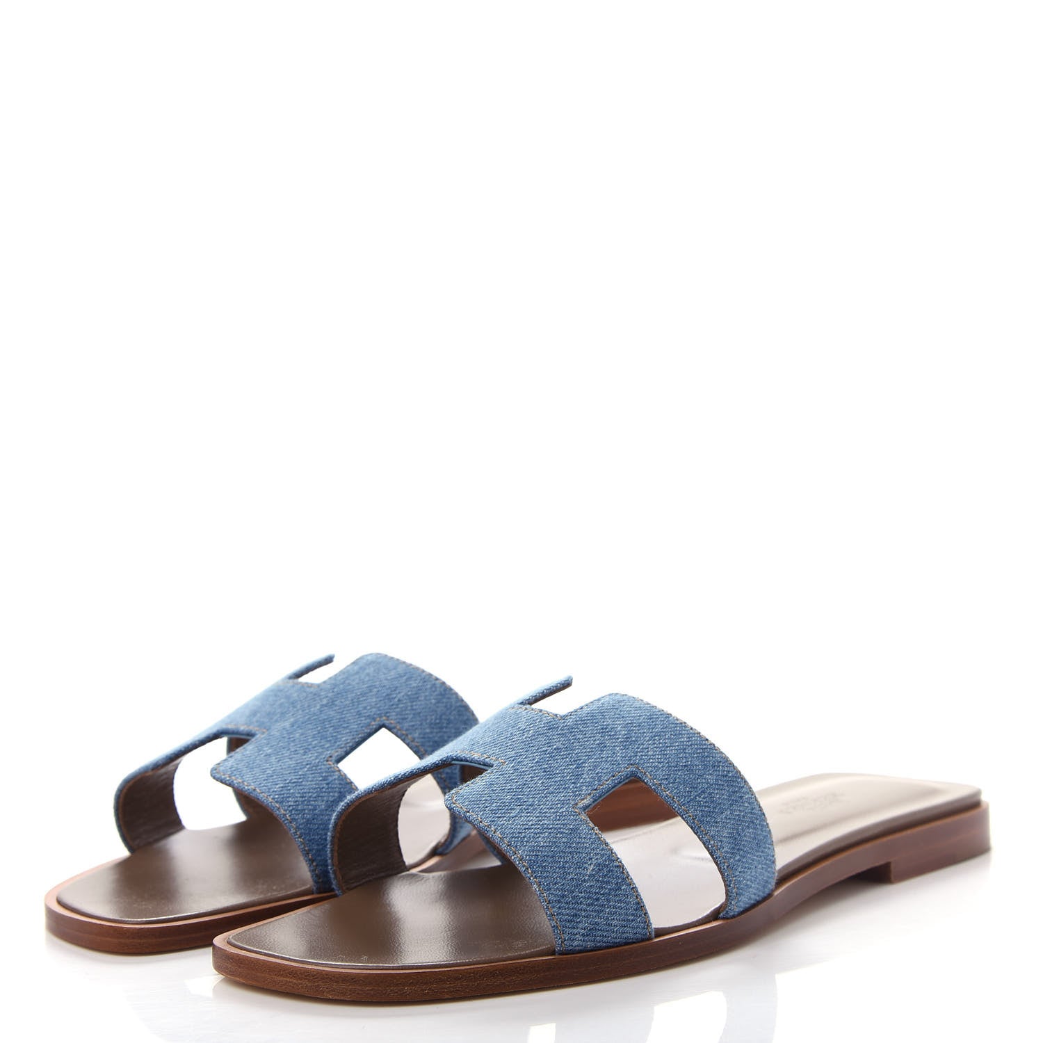 Hermes Denim Canvas Oran Sandals 37 Bleu Clair 3 of 11