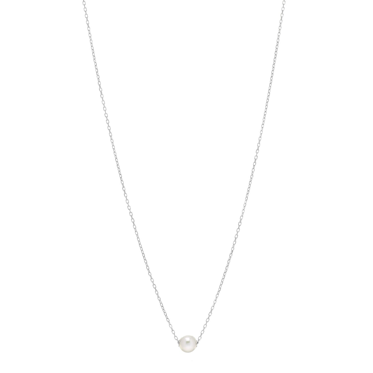 Mikimoto 18K White Gold Akoya Pearl 7mm Single Pendant Necklace 1 of 5