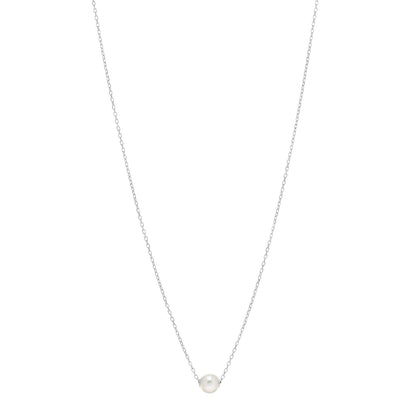 Mikimoto 18K White Gold Akoya Pearl 7mm Single Pendant Necklace 1 of 5