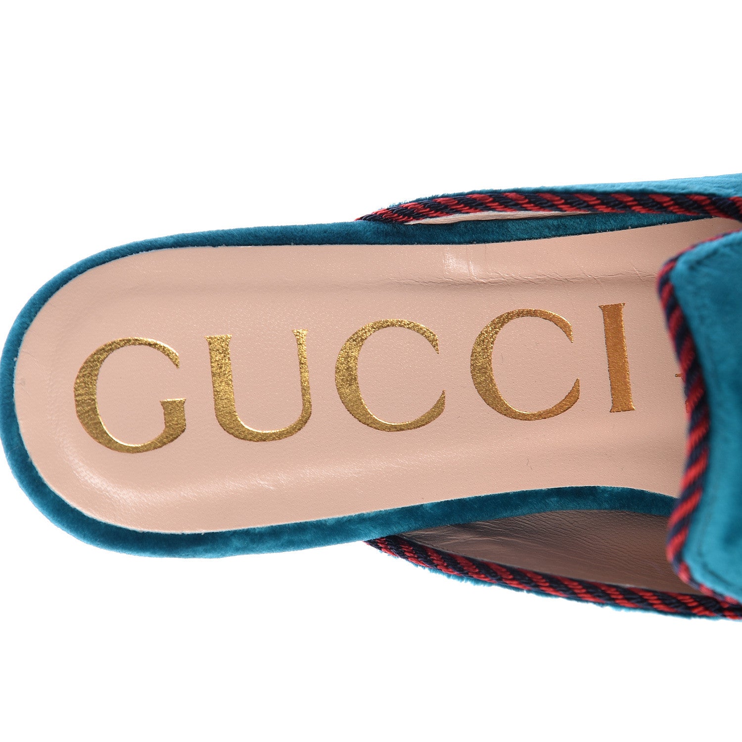 Gucci Softy Velvet Sylvie Bow Slippers 36.5 Pavone 8 of 10