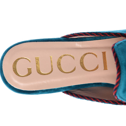 Gucci Softy Velvet Sylvie Bow Slippers 36.5 Pavone 8 of 10