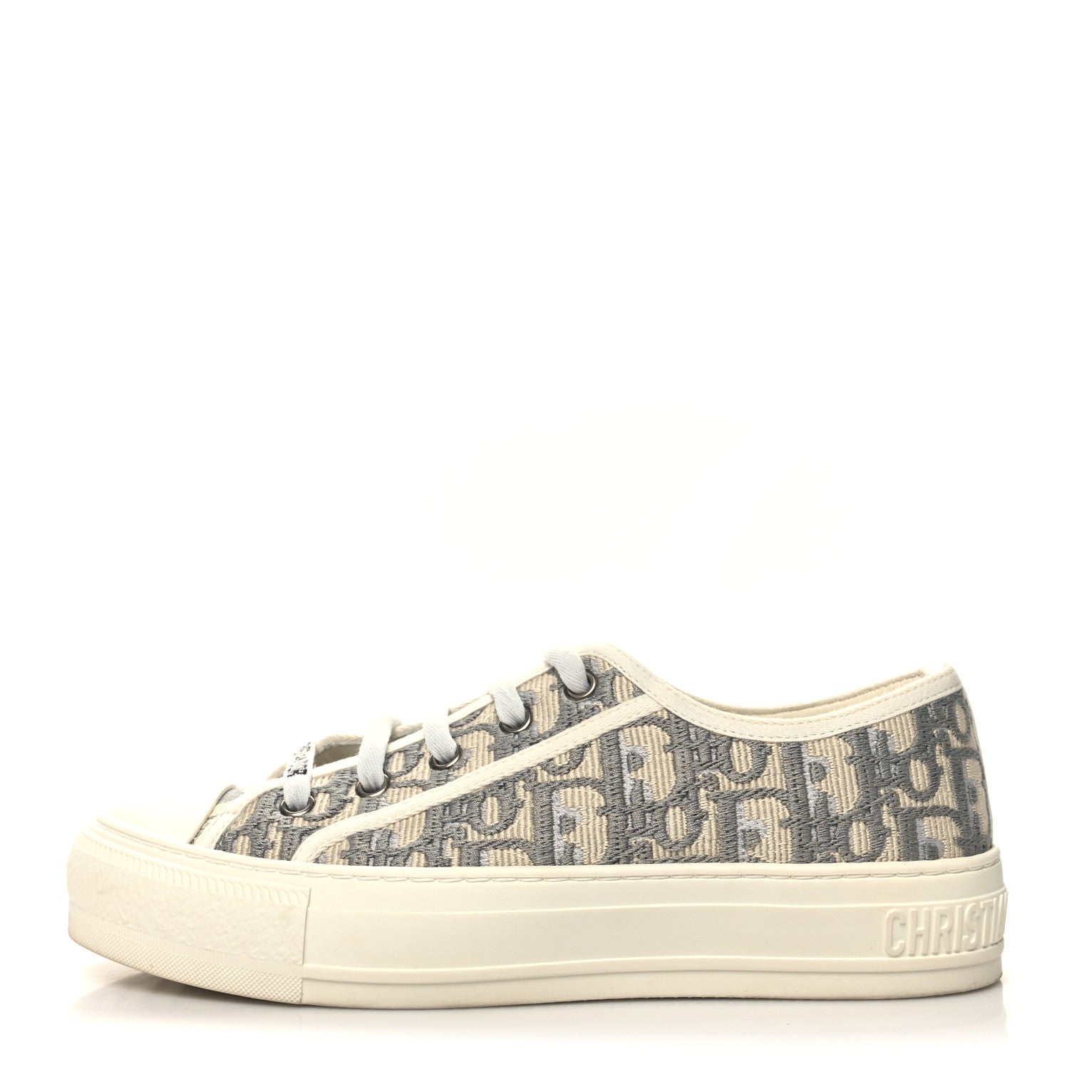 Christian Dior Canvas Oblique Walk'N'Dior Low Top Sneakers 36 Stone Grey 1 of 8