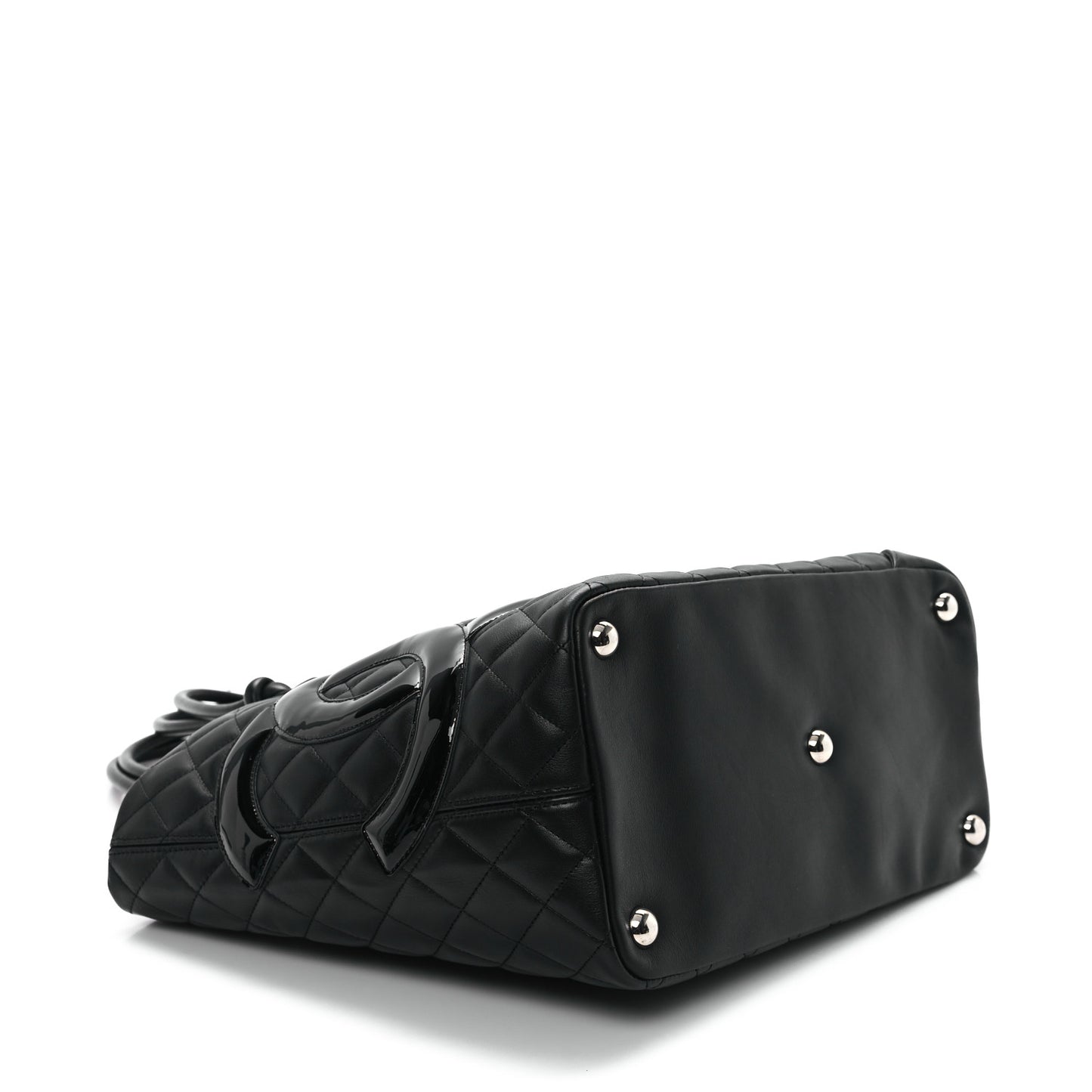 Calfskin Quilted Large Cambon Tote Black