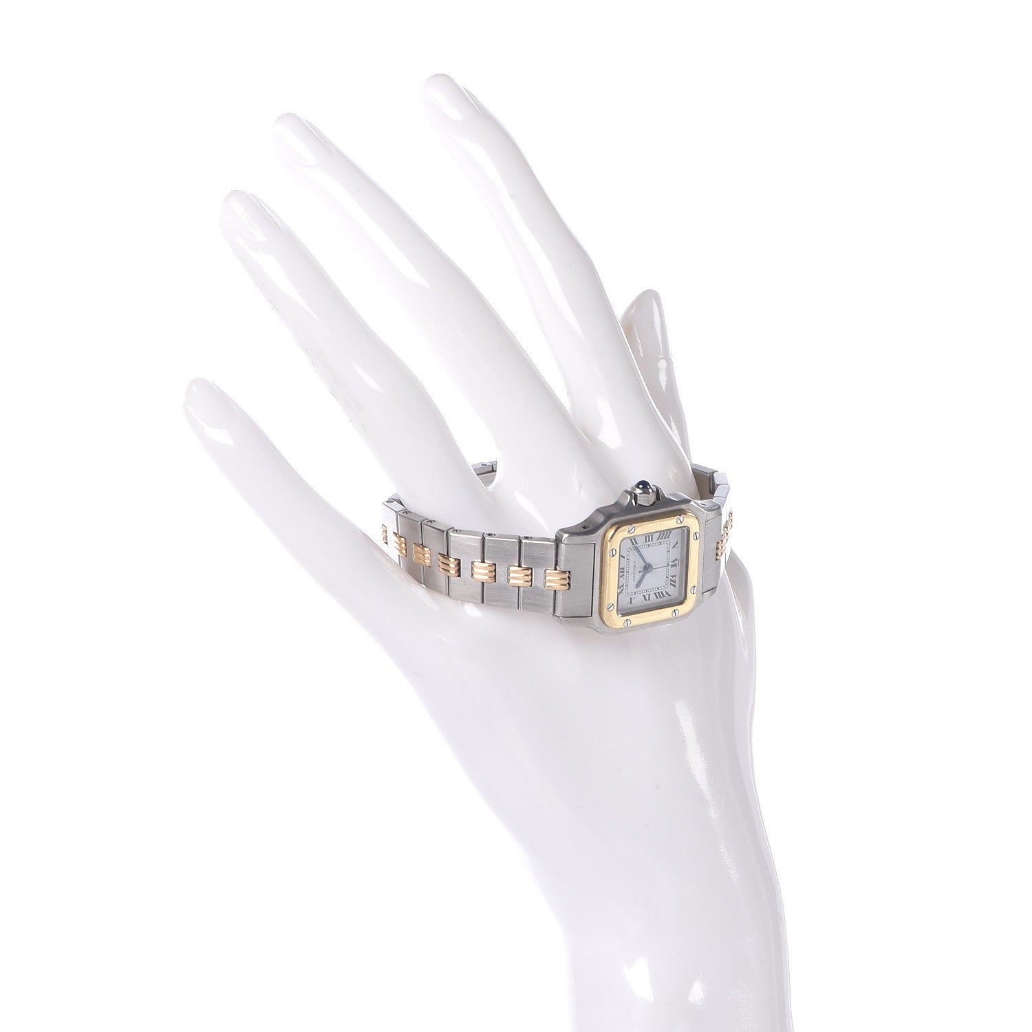 Cartier Stainless Steel 18K Yellow Gold 24mm Santos De Cartier Galbee Quartz Watch 2 of 7
