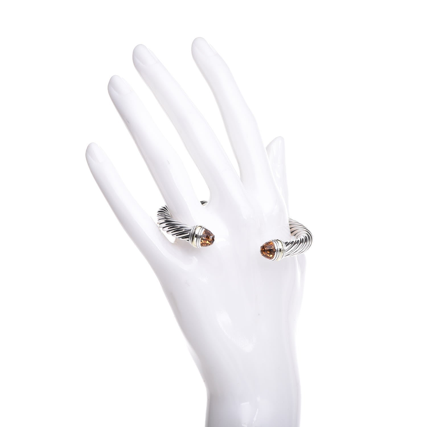 David Yurman Sterling Silver 14K Yellow Gold Citrine 7mm Cable Classics Bracelet 2 of 5