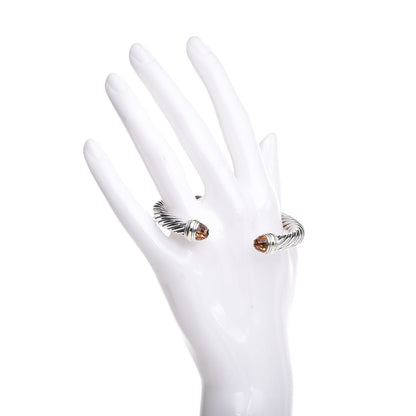 David Yurman Sterling Silver 14K Yellow Gold Citrine 7mm Cable Classics Bracelet 2 of 5
