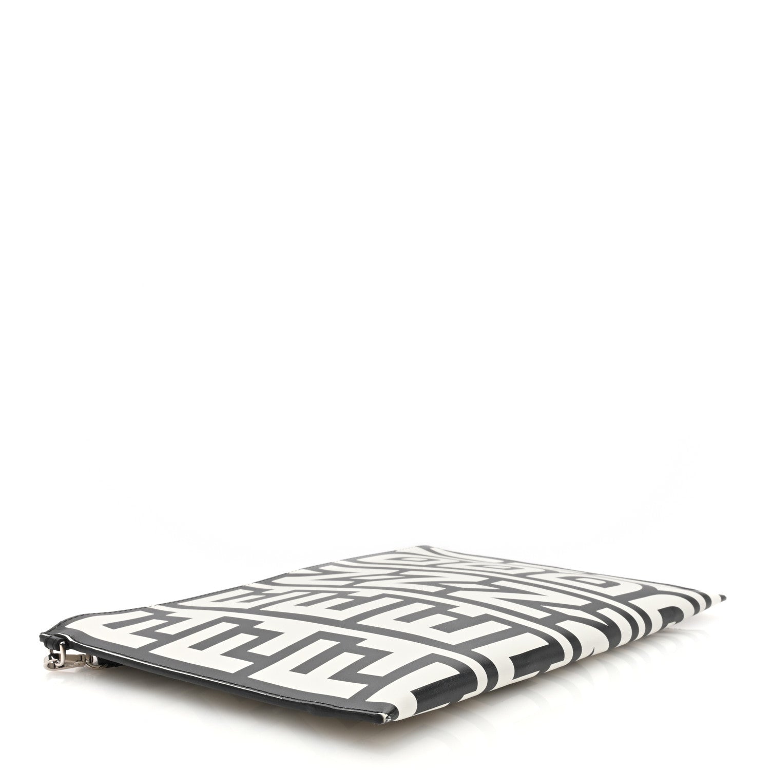 Fendi X MARC JACOBS Vitello King Logo Print Large Flat Pouch Black White 4 of 6