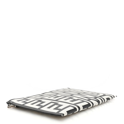Fendi X MARC JACOBS Vitello King Logo Print Large Flat Pouch Black White 4 of 6