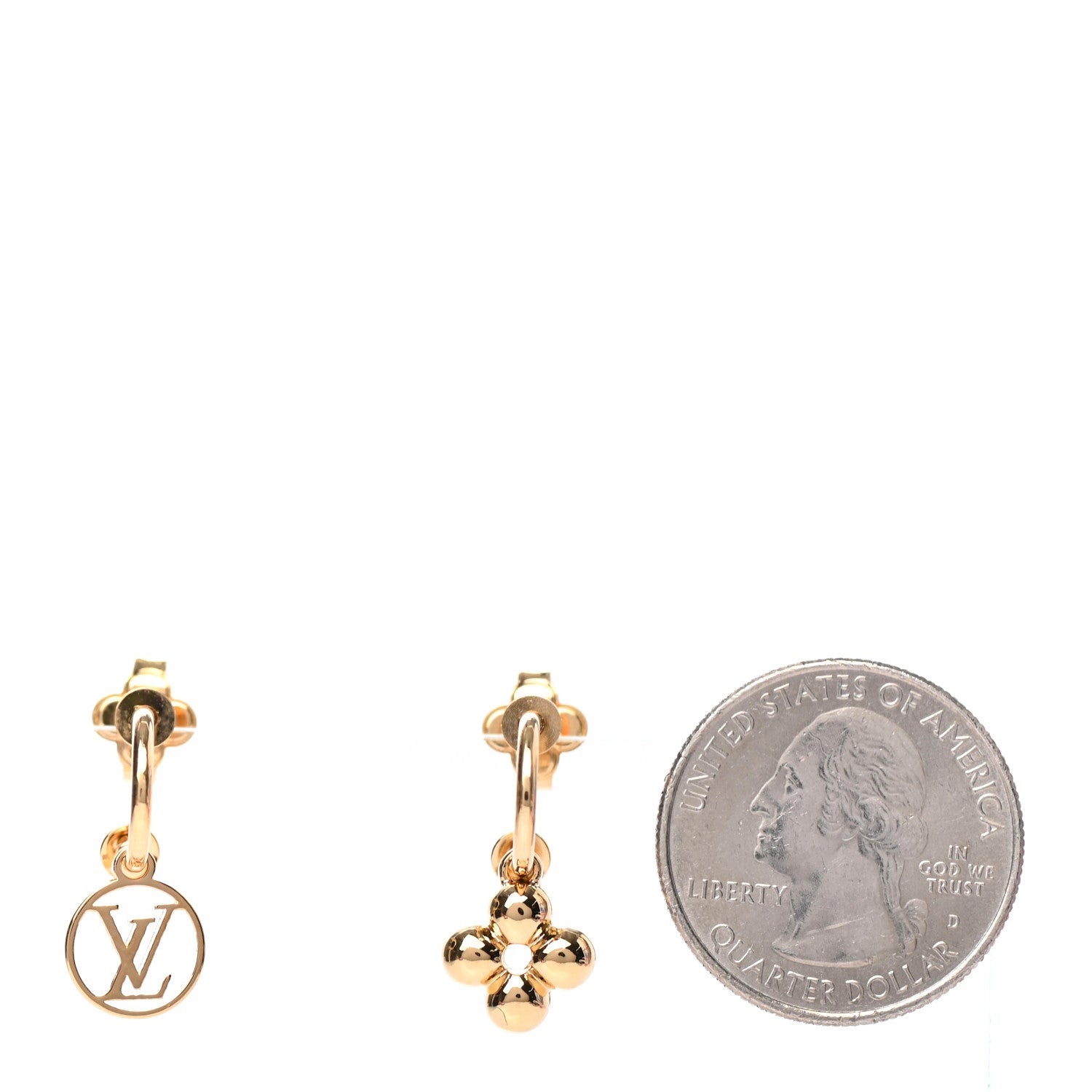Louis Vuitton Brass Blooming Earrings Gold 2 of 5