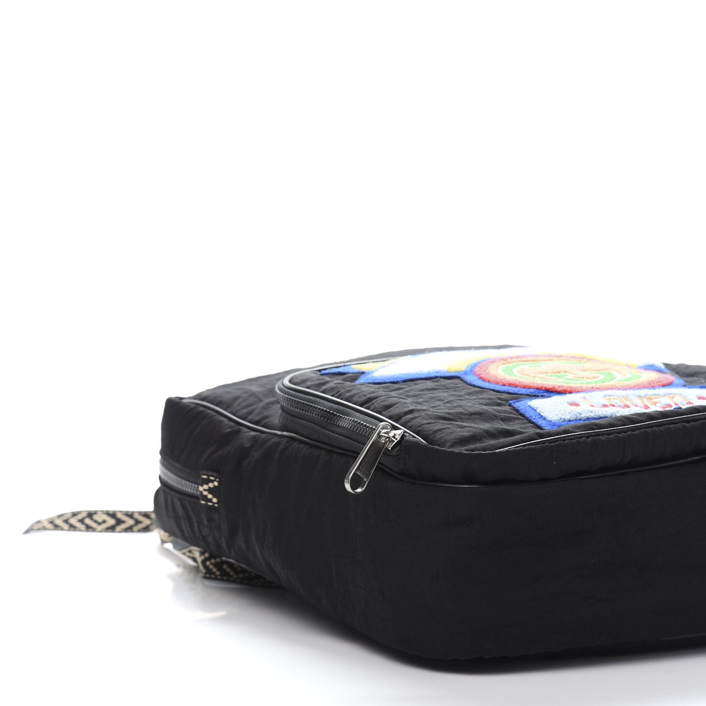 Nylon Twill 80s Logo Patch Backpack Black